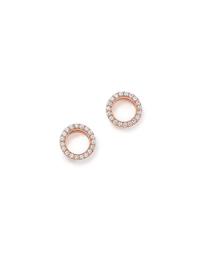 Bloomingdale's Diamond Circle Stud Earrings In 14k Rose Gold,.20 Ct. T.w.- 100% Exclusive In White/rose
