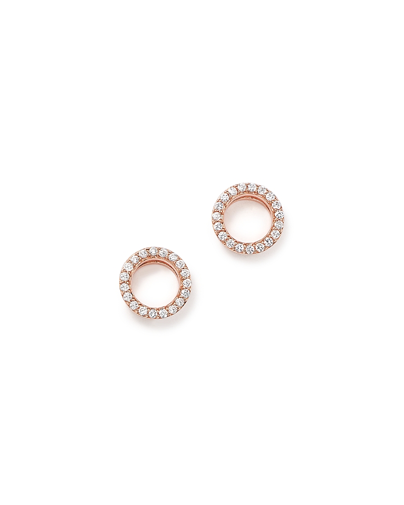 Diamond Circle Stud Earrings in 14K Rose Gold, .20 tcw