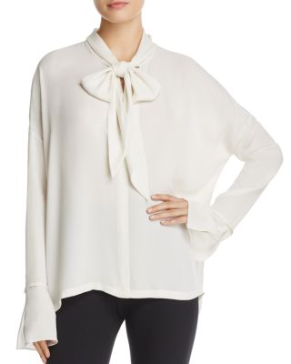 theory white silk blouse