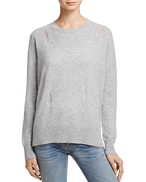 Aqua Cashmere Distressed Drop Shoulder Crewneck Sweater - 100% Exclusive at Bloomingdale's
