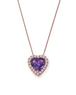 Details about   Christmas Special Amethyst & Diamond Heart Pendant Necklace 14K Rose Gold Over 