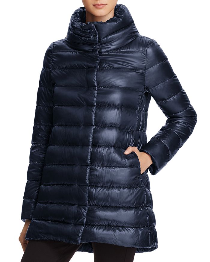 Herno Amelia Stand Collar Down Coat In Navy