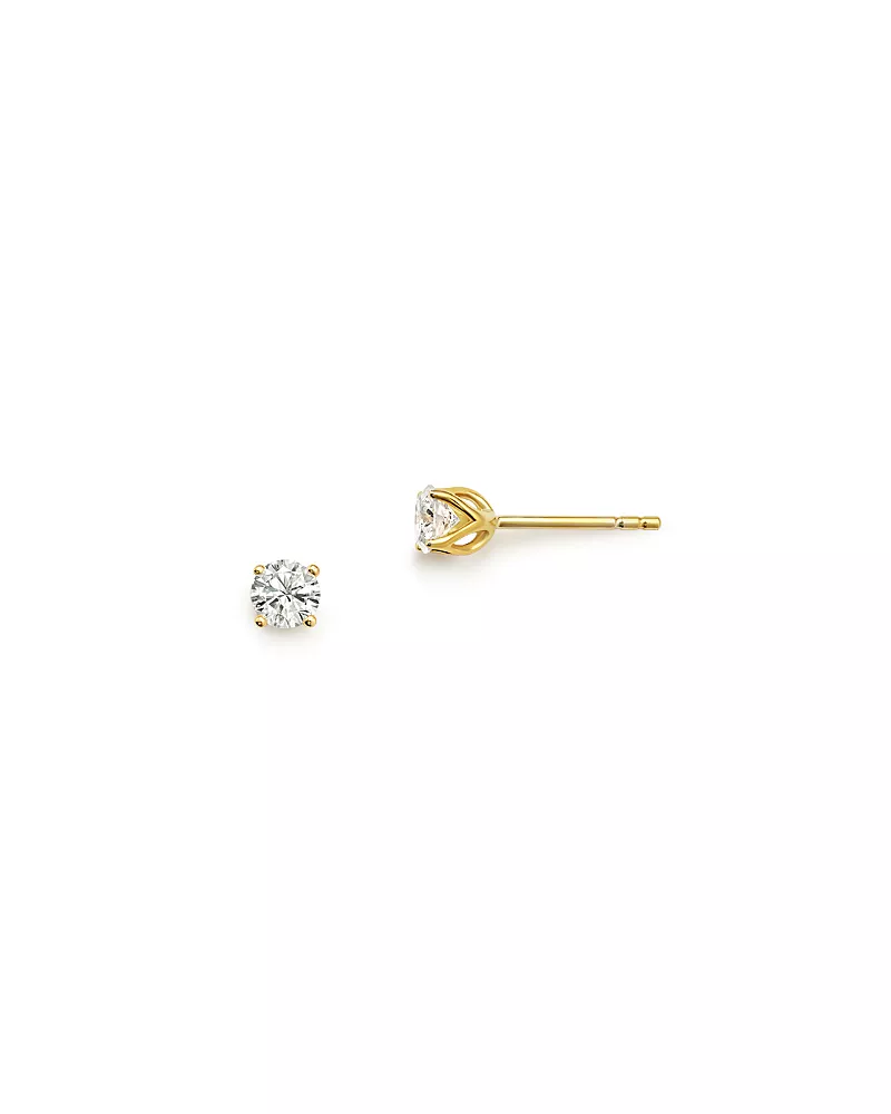 Diamond Round Tulip Stud Earrings in 14K Yellow Gold, 0.25 tcw