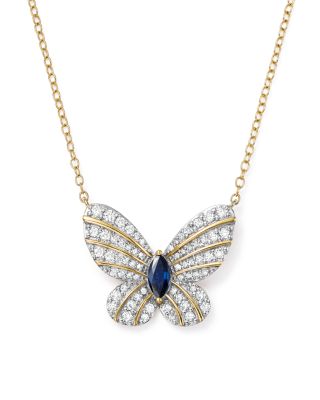 blue sapphire butterfly necklace