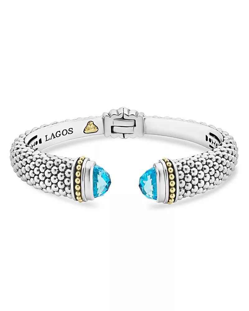 Lagos 18K Gold and Sterling Silver Rittenhouse Blue Topaz Cuff, 12mm