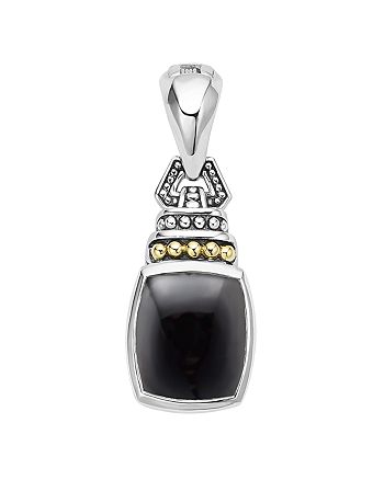 LAGOS - 18K Gold and Sterling Silver Caviar Color Pendant with Black Onyx