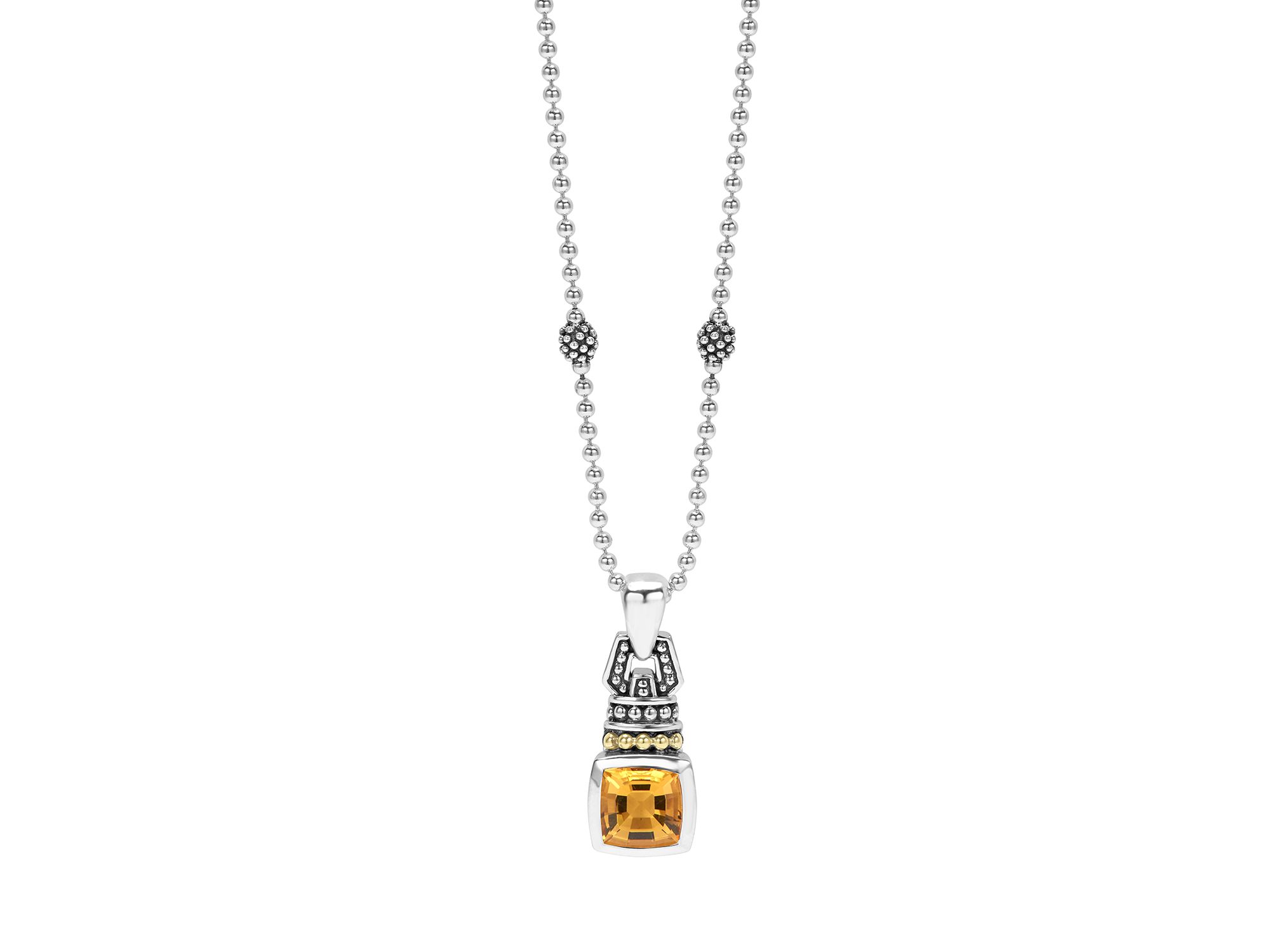 18K Gold and Sterling Silver Caviar Color Gemstone Pendant Necklaces, 16" — Image 6