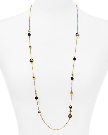 Tory Burch Raised Logo Rosary Necklace 36 Bloomingdale S