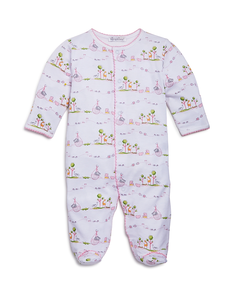 Kissy Kissy Girls' Noah's Ark Print Footie - Baby In White/pink/multi