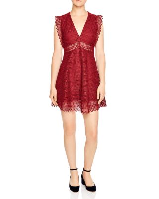 sandro red lace dress