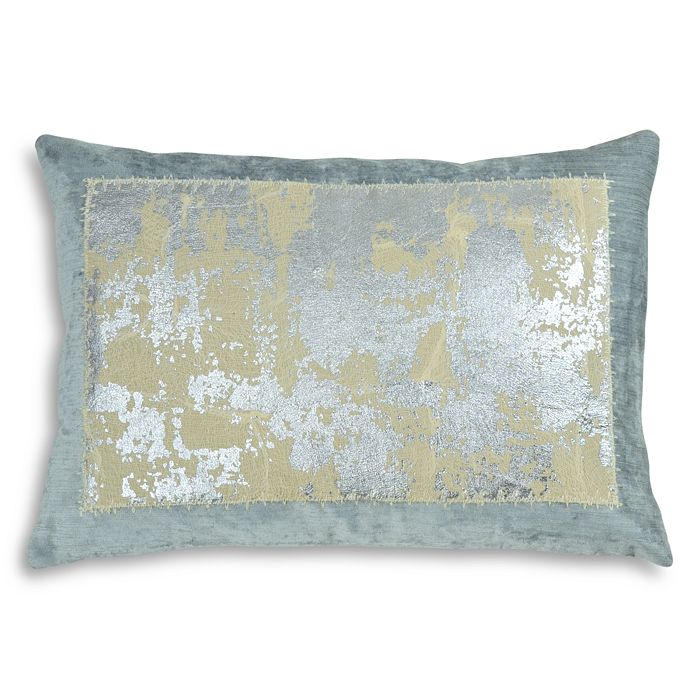 Shop Michael Aram Distressed Metallic Lace Decorative Pillow, 14 X 20 In Seafoam