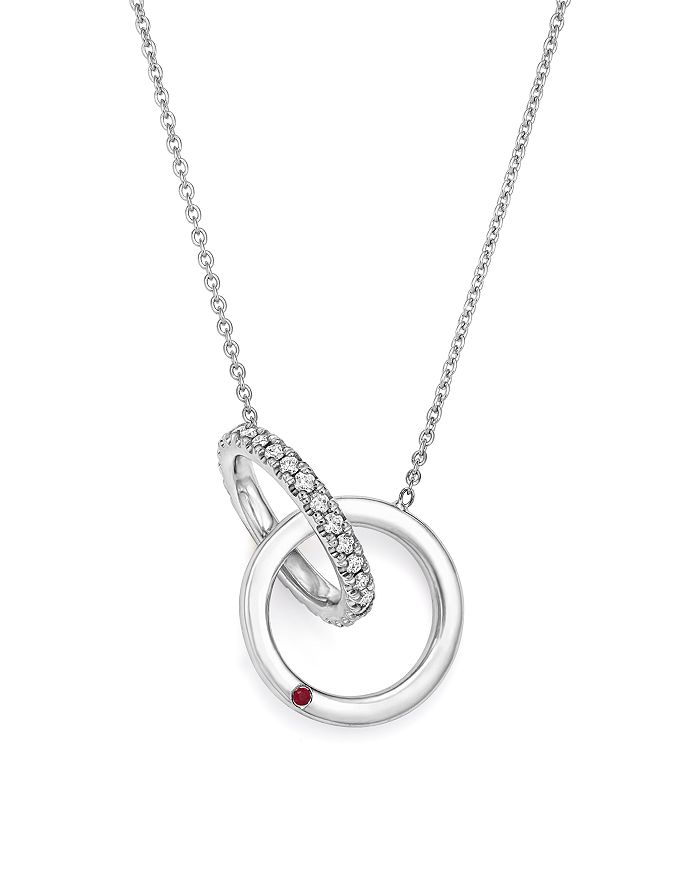 Shop Roberto Coin 18k White Gold Diamond Double Circle Pendant Necklace, 16 - 100% Exclusive