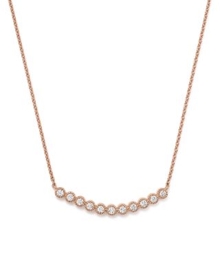 Bloomingdale's Fine Collection - Diamond Curved Milgrain Bezel Pendant Necklace in 14K Rose Gold, .25 ct. t.w. - Exclusive