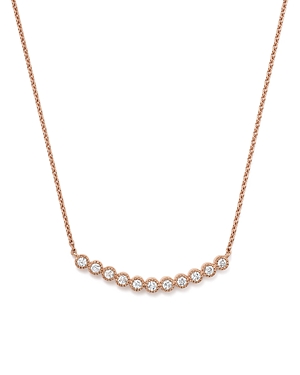 Diamond Curved Milgrain Bezel Pendant Necklace in 14K Rose Gold, .25 ct. t.w. - 100% Exclusive