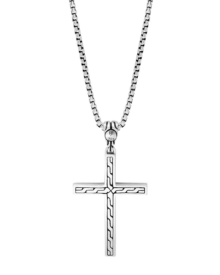 Shop John Hardy Sterling Silver Classic Chain Jawan Cross Pendant Necklace, 20