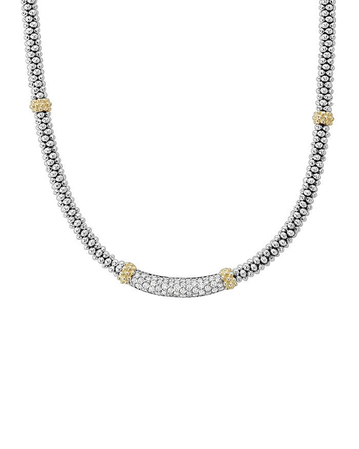 LAGOS 18K GOLD & STERLING SILVER DIAMOND LUX COLLAR NECKLACE, 18,04-81030-DD18