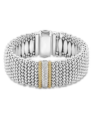 LAGOS - 18K Gold & Sterling Silver Diamond Lux Single Station Bracelet, 23mm