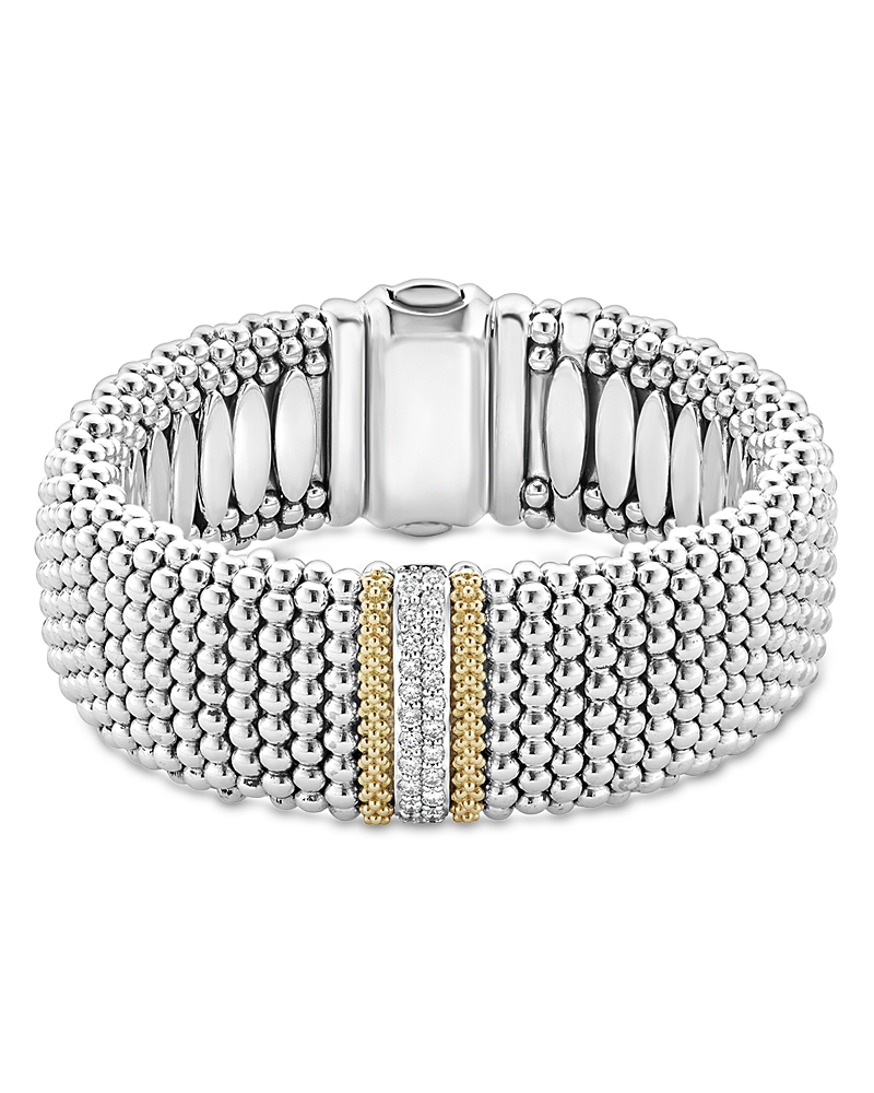 Lagos 18K Gold & Sterling Silver Diamond Lux Single Station Bracelet, 23mm