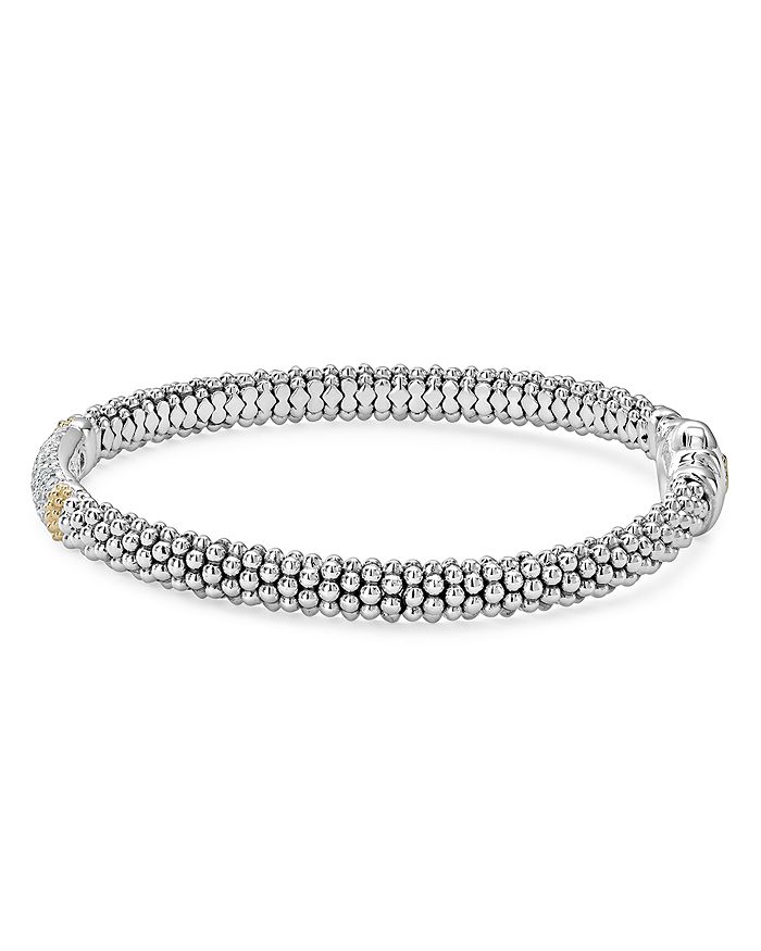 Shop Lagos 18k Gold & Sterling Silver Diamond Lux Pave Station Bracelet, 6mm In White/silver