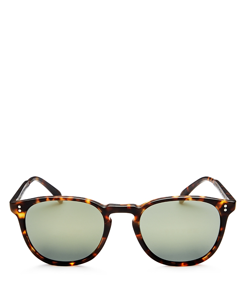 Oliver Peoples Finley Esq Polarized Round Sunglasses, 51mm In Matte Sable Tortoise/gray Mirror Polariz
