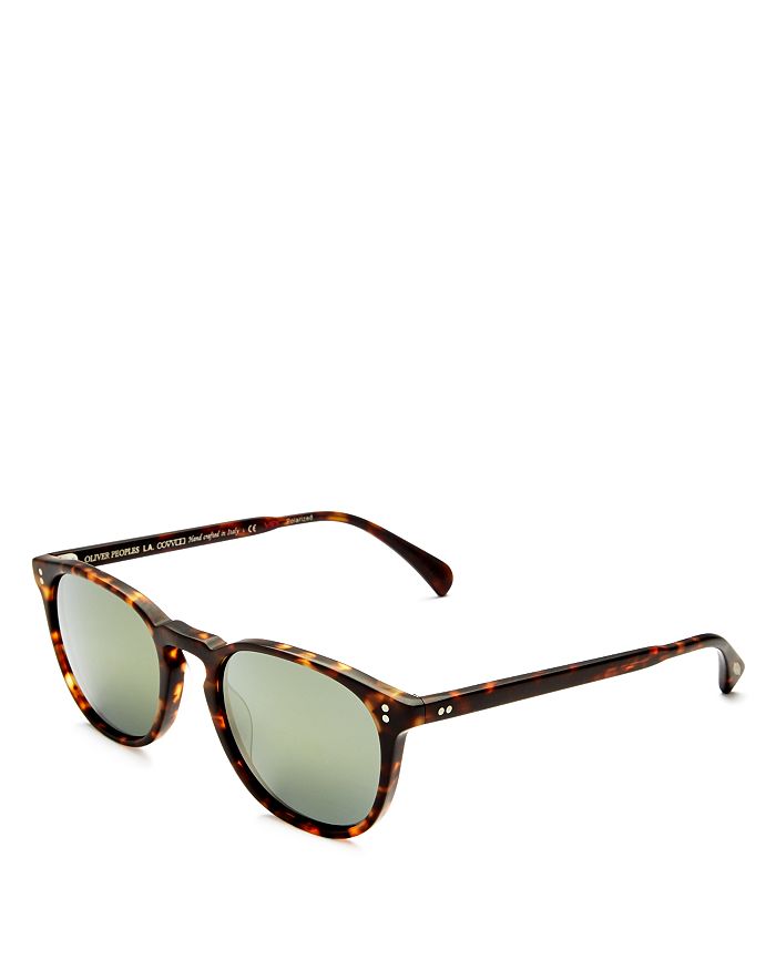 Shop Oliver Peoples Finley Esq Polarized Round Sunglasses, 51mm In Matte Sable Tortoise/gray Mirror Polarized