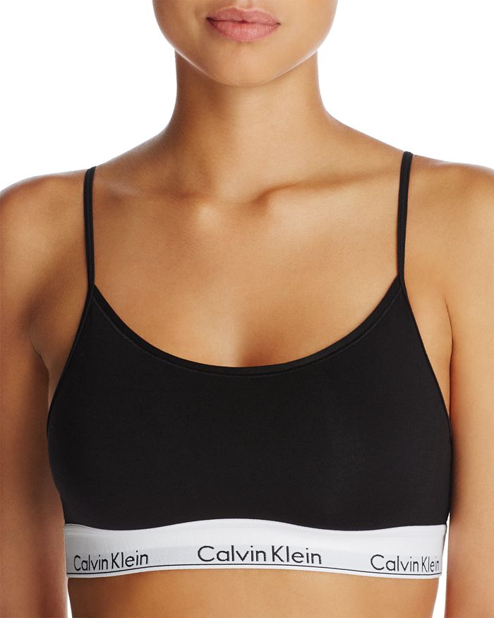 Calvin Klein Modern Cotton Adjustable Strap Bralette Qf1730 In Black