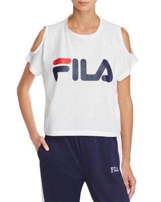 Fila Nikki Cold-Shoulder Cropped Logo Tee