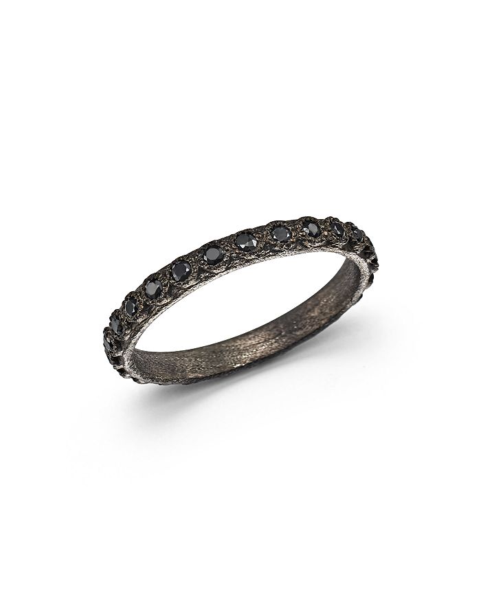 ARMENTA BLACKENED STERLING SILVER OLD WORLD BLACK SAPPHIRE STACKING RING,31170