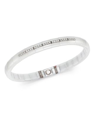 Roberto Demeglio - 18K White Gold & White Ceramic Pura Stretch Bracelet with Diamonds