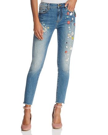 AQUA Embellished Skinny Jeans in Medium Wash - 100% Exclusive ...
