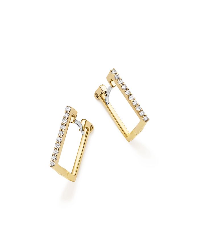 Roberto Coin 18k Yellow Gold Diamond Square Hoop Earrings In White/gold