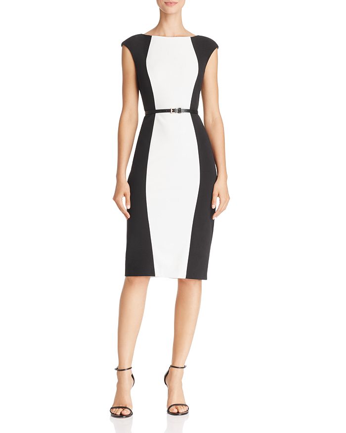 Adrianna Papell Belted Color-Block Dress | Bloomingdale's
