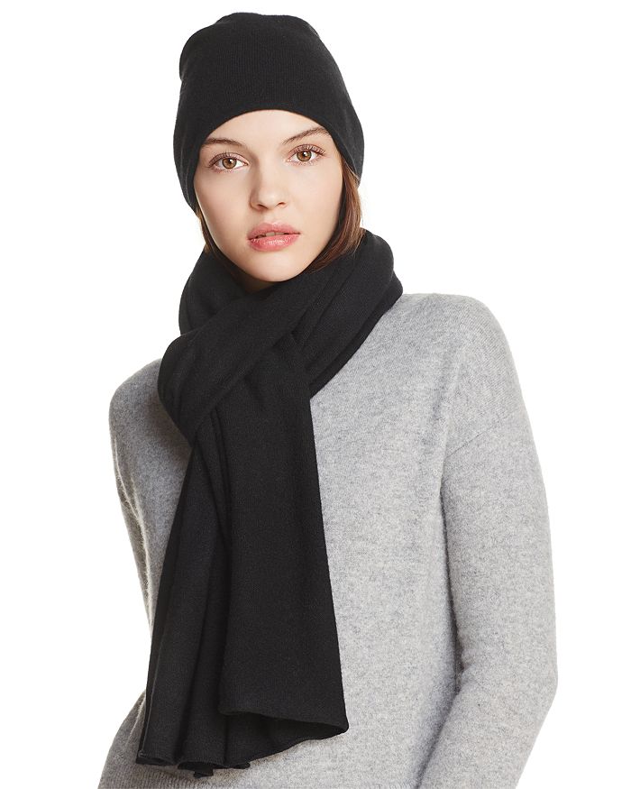 C by Bloomingdale's - Angelina Cashmere Solid Scarf and Slouch Hat - 100% Exclusive
