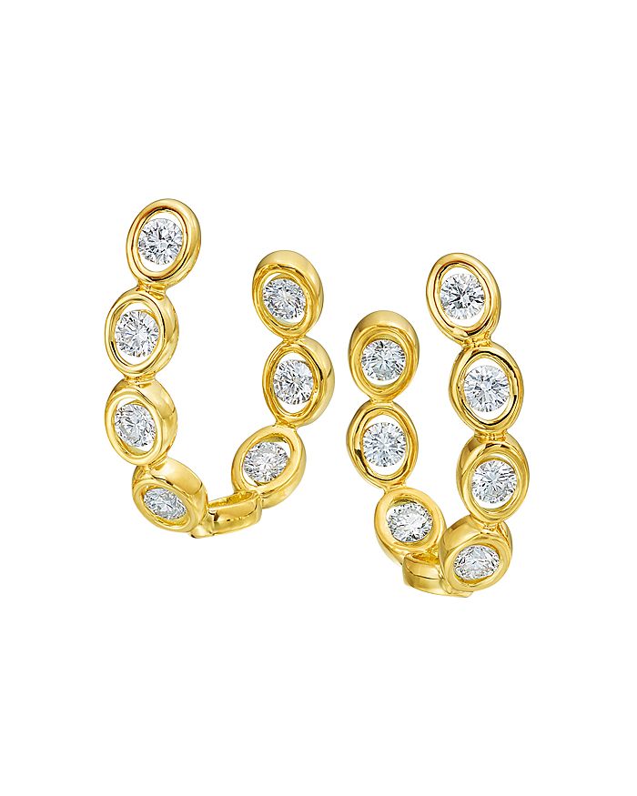 Gumuchian 18k Yellow Gold Oasis Diamond Curve Earrings In White/gold