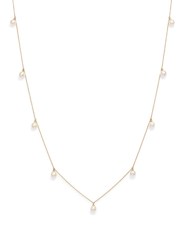 Mateo 14k Yellow Gold Cultured Freshwater Pearl Station Choker Necklace, 18 In White/gold