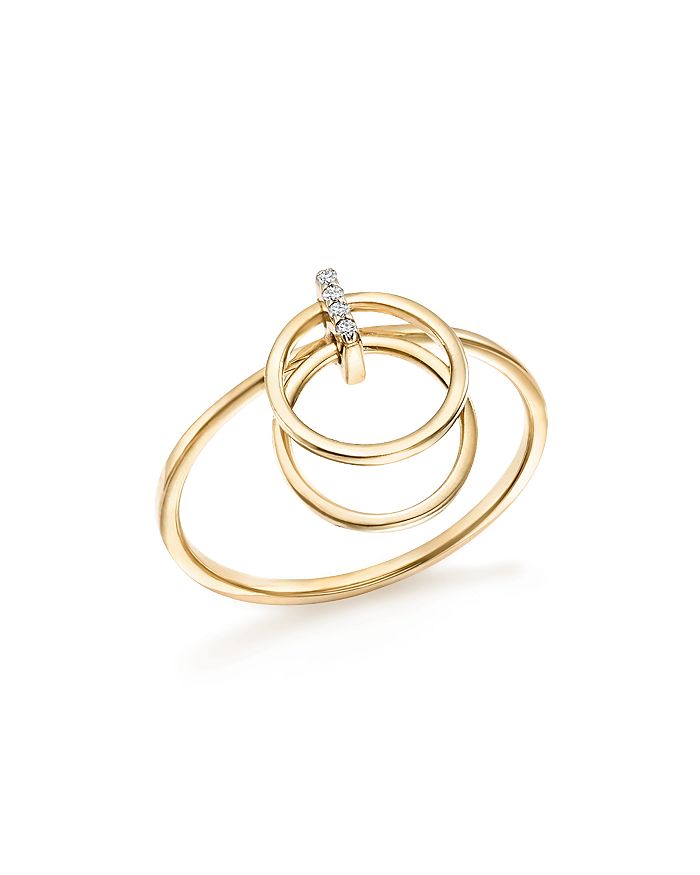 MATEO 14K Yellow Diamond Accent Gold Circle Duo Ring | Bloomingdale's