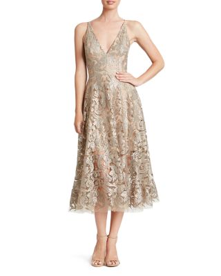 blair sequin lace fit and flare midi dress