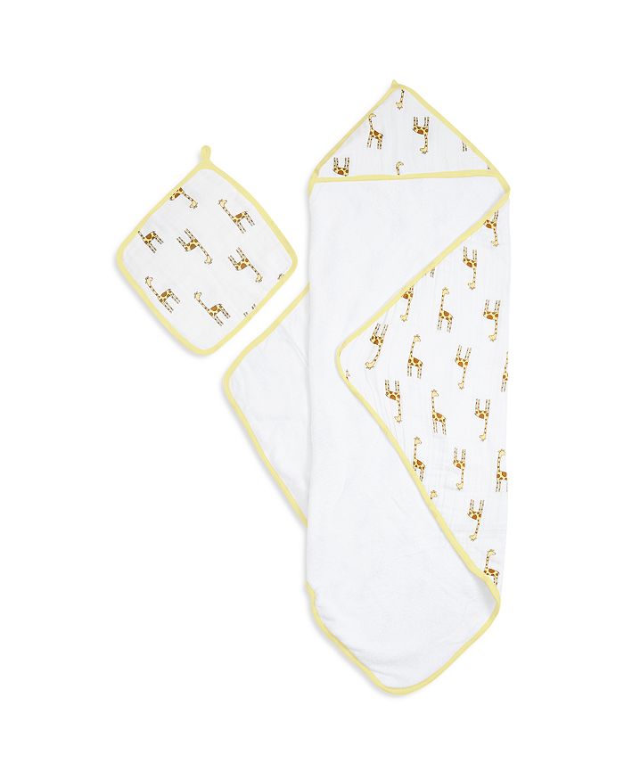 Aden And Anais Infant Unisex Muslin-backed Hooded Towel & Washcloth Set In Jungle Jam