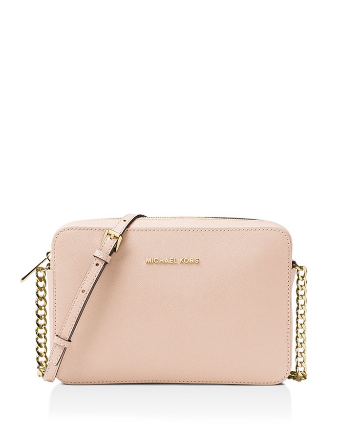 Michael Michael Kors Jet Set Large Saffiano Leather Crossbody In Ultra  Pink/gold