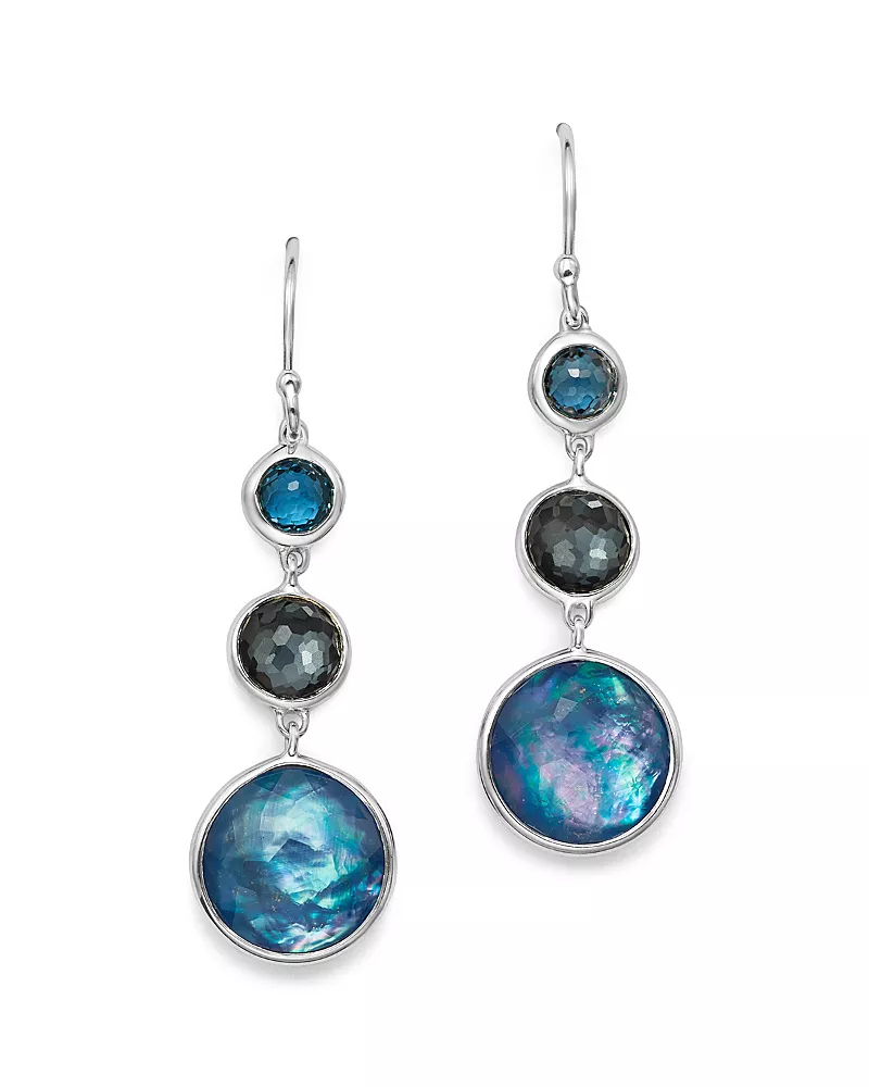 Ippolita Sterling Silver Lollipop Lapis Triplet, London Blue Topaz & Hematite Drop Earrings in Eclipse