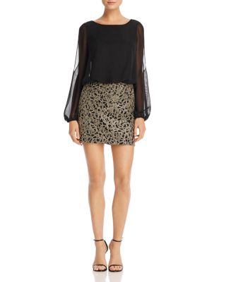 aidan mattox embroidered dress Aidan Mattox Short Sleeve Embroidered Mesh Dress – New Yorker's Apparel