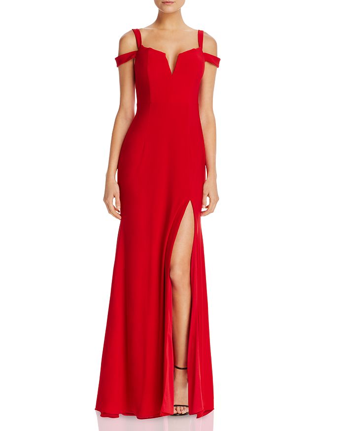 Aqua off deals the shoulder gown