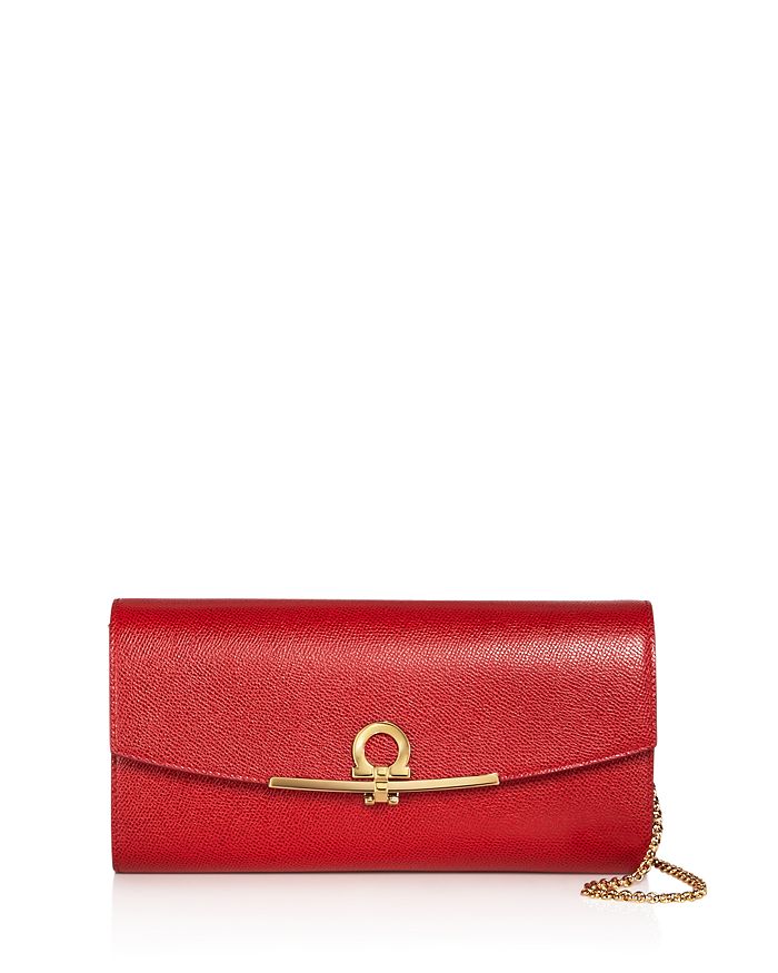 Ferragamo Continental Gancino Clip Score Mini Bag In Lipstick Red/gold