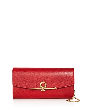 Ferragamo Continental Gancino Clip Score Mini Bag In Lipstick Red/gold