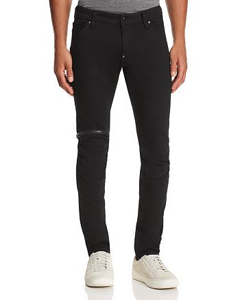 G-STAR RAW 5620 3D Zip Knee Slim Fit Jeans in Rinsed Black | Bloomingdale's