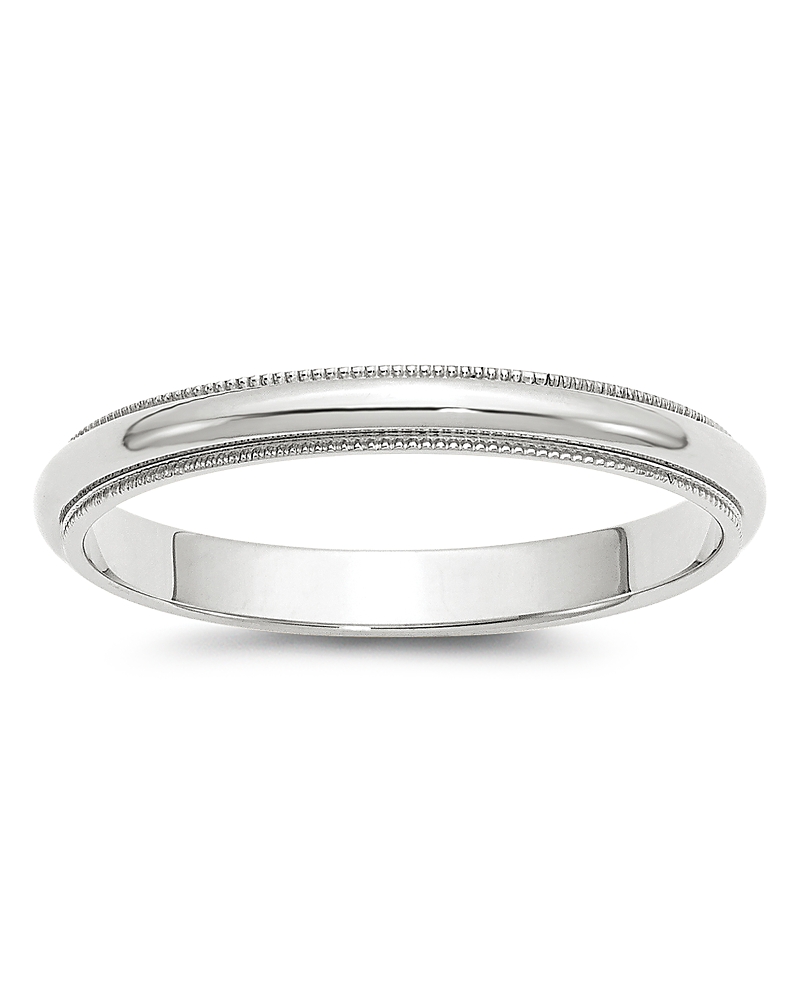 Bloomingdale's Fine Collection Men's 3mm Half Round Milgrain Band 14K White Gold