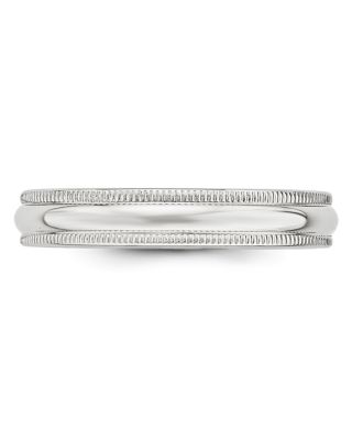 Men's 4mm Half Round Milgrain Band 14K White Gold 