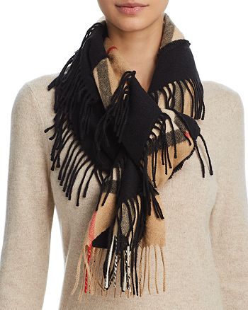 Burberry Giant Fringe Check Cashmere Scarf | Bloomingdale's