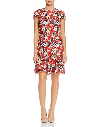 Alice and Olivia Imani Cap-Sleeve Floral Embroidered Dress | Bloomingdale's