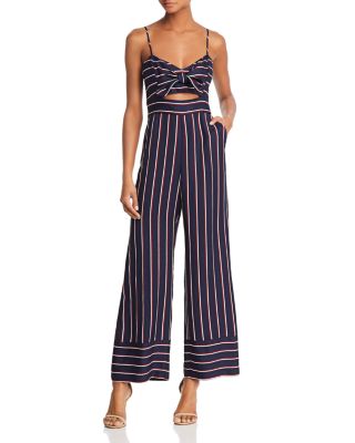bardot striped jumpsuit